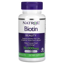 Natrol, Biotin, Maximum Strength, 10,000 mcg, 100 Tablets