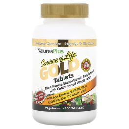 NaturesPlus, Source of Life Gold Tablets, Ultimate Multi-Vitamin Supplement, 180 Tablets