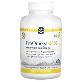 Nordic Naturals, ProOmega 2000-D, Lemon , 1,250 mg, 120 Soft Gels