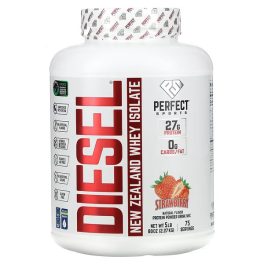 Perfect Sports, Diesel, New Zealand Whey Isolate, Strawberry, 5 lb (2.27 kg)
