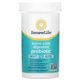 Renew Life, Extra Care Digestive Probiotic, 50 Billion CFU, 90 Vegetarian Capsules