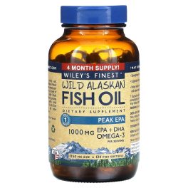 Wiley's Finest, Wild Alaskan Fish Oil, Peak EPA, 1,250 mg, 120 Fish Softgels