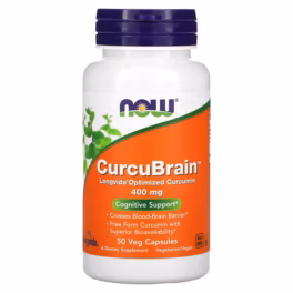 NOW Foods, CurcuBrain, Cognitive Support, 400 mg, 50 Veg Capsules
