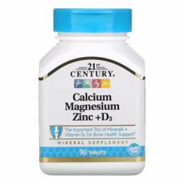 21st Century, Calcium Magnesium Zinc + D3, 90 Tablets