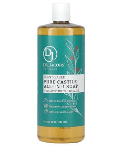 Dr. Jacobs Naturals, Plant-Based Pure Castile All-In-1 Soap, Eucalyptus Essential Oil, 32 oz (946 ml)