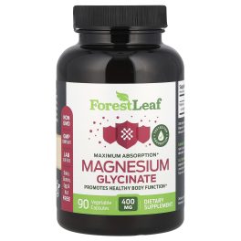 Forest Leaf, Magnesium Glycinate, Maximum Absorption, 90 Vegetable Capsules (133.3 mg per Capsule)