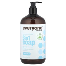 Everyone, 3 in 1 Soap, Body Wash, Bubble Bath, Shampoo, Unscented, 32 fl oz (946 ml)