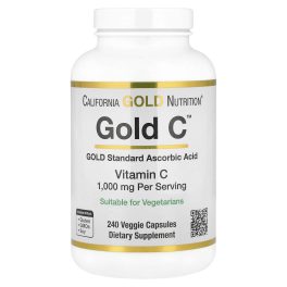 California Gold Nutrition, Gold C®, USP Grade Vitamin C, 1,000 mg, 240 Veggie Capsules