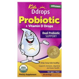 Kids Ddrops®, Organic Probiotic + Vitamin D Drops, For Ages 1 year+, 0.27 fl oz (8 ml)
