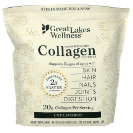 Great Lakes Wellness, Grass-Fed Bovine Collagen Peptides, Unflavored, 64 oz (1.8 kg)