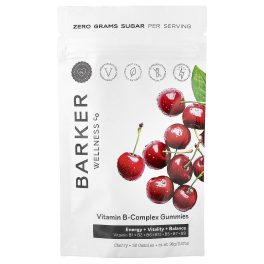 Barker Wellness Co, Vitamin B-Complex Gummies, Cherry, 30 Gummies
