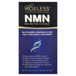 Ageless Foundation Laboratories, NMN, 500 mg, 90 Veg Capsules