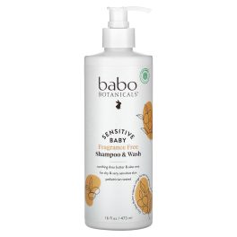 Babo Botanicals, Sensitive Baby, Shampoo & Wash, Fragrance Free, 16 fl oz (473 ml)