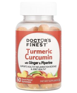 Doctor's Finest, Turmeric Curcumin Gummies With Ginger & Piperine, Peach, 60 Gummies