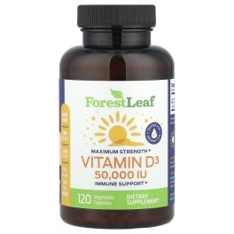 Forest Leaf, Maximum Strength, Vitamin D3, 1,250 mcg (50,000 IU), 120 Vegetable Capsules