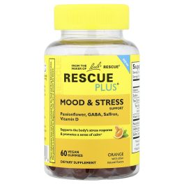Bach, Rescue Plus® Gummies, Mood & Stress Support, Orange, 60 Vegan Gummies
