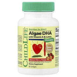 ChildLife Essentials, Algae DHA with Vitamin A & Lutein, Natural Berry, 60 Softgels