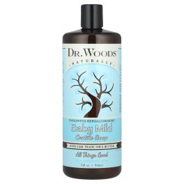 Dr. Woods, Baby Mild, Castile Soap with Fair Trade Shea Butter, Sensitive Skin, Unscented, 32 fl oz (946 ml)