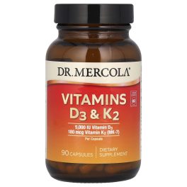 Dr. Mercola, Vitamins D3 & K2, 90 Capsules