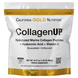 California Gold Nutrition, CollagenUP®, Hydrolyzed Marine Collagen Peptides with Hyaluronic Acid and Vitamin C, Unflavored, 1.02 lb (464 g)