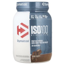 Dymatize, ISO100® Hydrolyzed, 100% Whey Protein Isolate, Gourmet Chocolate, 1.43 lb (650 g)