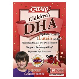 CATALO, Children's DHA IQ Fish Formula, Lutein Added, Strawberry, 50 Chewable Softgels