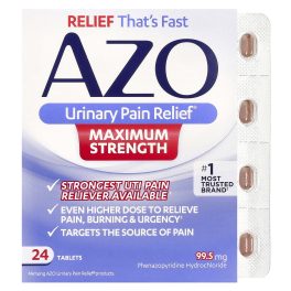 AZO, Urinary Pain Relief, Maximum Strength, 99.5 mg, 24 Tablets