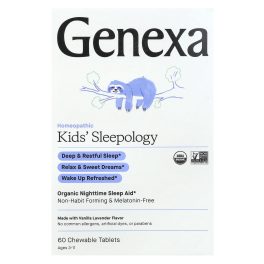 Genexa, Kids' Sleepology, Organic Nighttime Sleep Aid, Ages 3-11, Vanilla Lavender, 60 Chewable Tablets