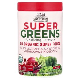 Country Farms, Super Greens, Alkalizing Formula, Berry, 10.6 oz (300 g)