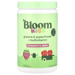 Bloom, Kids, Greens & Superfoods + Multivitamin, Strawberry Apple, 4.76 oz (135 g)