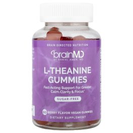 BrainMD, L-theanine Gummies, Berry , 60 Vegan Gummies (100 mg per Gummy)