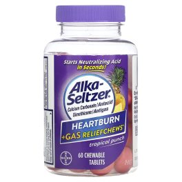 Alka-Seltzer, Heartburn + Gas Reliefchews, Tropical Punch, 60 Chewable Tablets
