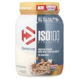 Dymatize, ISO100® Hydrolyzed, 100% Whey Protein Isolate, Cinnamon Cereal, 1.34 lb (610 g)
