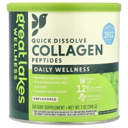 Great Lakes Wellness, Quick Dissolve Collagen Peptides, Daily Wellness, Unflavored, 7 oz (198 g)