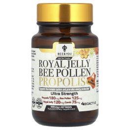 Bee & You, Royal Jelly Bee Pollen Propolis , 60 Tablets