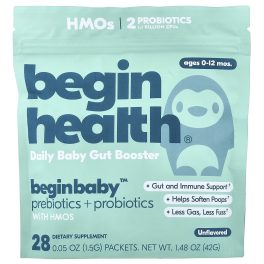 Begin Health, Beginbaby™ Prebiotics + Probiotic, Ages 0-12 Months, Unflavored, 28 Packets, 0.05 oz (1.5 g) Each