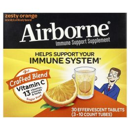 AirBorne, Immune Support Supplement, Zesty Orange, 3 Tubes, 10 Effervescent Tablets Each