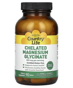 Country Life, Chelated Magnesium Glycinate, 90 Tablets (133 mg per Tablet)