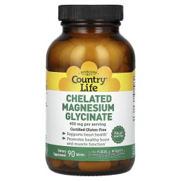Country Life, Chelated Magnesium Glycinate, 90 Tablets (133 mg per Tablet)