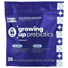 Begin Health, Kids, Growing Up Prebiotics, Ages 1+, Unflavored, 28 Packets, 0.13 oz (3.87 g) Each