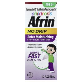 Afrin, Children's, No Drip Extra Moisturizing Stuffy Nose Pump Mist, Age 6+, 1.2 fl oz (15 ml)