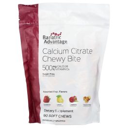 Bariatric Advantage, Calcium Citrate Chewy Bite, Sugar-Free, Assorted Fruit, 90 Soft Chews