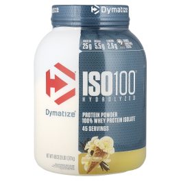 Dymatize, ISO100® Hydrolyzed, 100% Whey Protein Isolate, Gourmet Vanilla, 3 lb (1.37 kg)